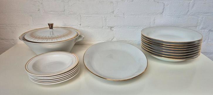 Vintage Bavaria servies / wit met gouden rand, Antiek en Kunst, Antiek | Servies compleet, Ophalen