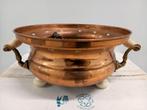 Koperen pot - porseleinen of aardewerk handvaten/bolpootjes, Ophalen of Verzenden