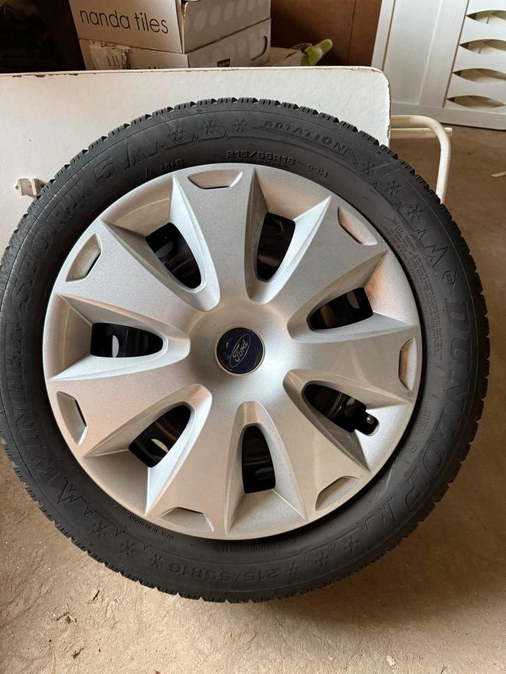 Winterbanden op stalen velgen, Dunlop Winter Sport 5, Auto-onderdelen, Banden en Velgen, Banden en Velgen, Winterbanden, 16 inch