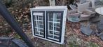 Hardhouten kozijn met glas, 133 x 120 cm, 75 tot 150 cm, Gebruikt, Raamkozijn, Ophalen of Verzenden