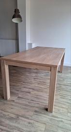 Eettafel in houtlook, Ophalen, 50 tot 100 cm, Zo goed als nieuw, Vijf personen of meer