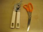 Blikopener Brabantia en keukenschaar oranje, Ophalen of Verzenden, Gebruikt, Rvs of Chroom