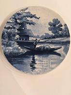 Blauw Wit Decoratief Bord met Rivierscène, Ophalen of Verzenden