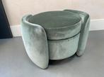 Richmond Interiors poef Fenna Jade velvet (Genova 504 Jade), Huis en Inrichting, Ophalen, Zo goed als nieuw, Stof, 50 tot 75 cm