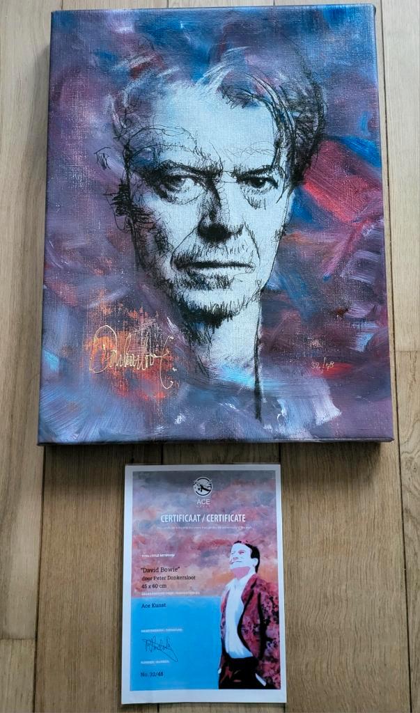 David Bowie Peter donkersloot met certificaat en lijst, Antiek en Kunst, Kunst | Schilderijen | Modern, Ophalen of Verzenden