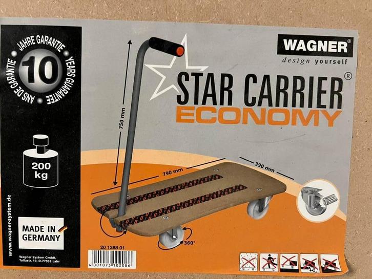 Wagner Transport wagen 200 kg. met vouwbare trekhaak., Doe-het-zelf en Verbouw, Transportwagens, Zo goed als nieuw, Transportkar