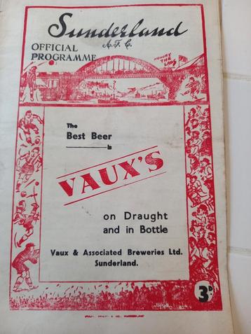 Sunderland - Derby 1950 Voetbal Programma beschikbaar voor biedingen