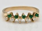 18K Gouden Ring Smaragd & Diamant (0.30ct) - Als Nieuw!, Ophalen of Verzenden, Zo goed als nieuw, Met edelsteen, Dame