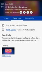 K3 - the originals zondag 12 oktober 15.00u Antwerpen, Tickets en Kaartjes, Evenementen en Festivals, Eén persoon