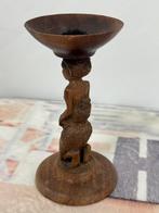 Antiek 1950 afrika Africa Congo hout handgesneden kandelaar, Antiek en Kunst, Ophalen of Verzenden