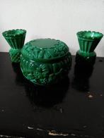 Prachtige Art Deco Tsjechisch Schlevogt malachiet glazen set, Ophalen of Verzenden