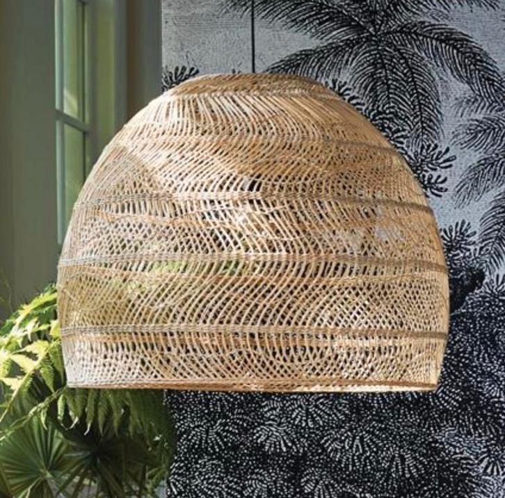 HKliving Wicker Rieten Hanglamp L - Natuurlijke Uitstraling, Huis en Inrichting, Lampen | Hanglampen, Nieuw, 50 tot 75 cm, Hout