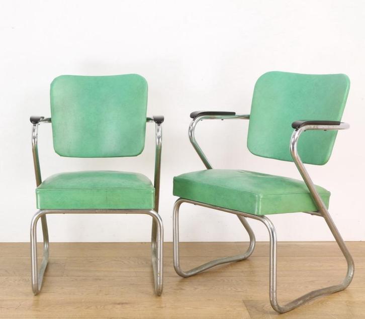 fana Schuitema twee fauteuils paperclip, Huis en Inrichting, Stoelen, Gebruikt, Twee, Kunststof, Metaal, Overige kleuren, Ophalen