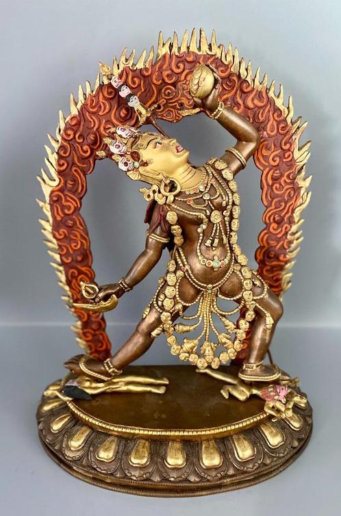 Unieke Vintage Grote Brons Vajrayogini Goldface beeld Nepal, Antiek en Kunst, Kunst | Beelden en Houtsnijwerken, Ophalen of Verzenden