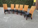 6 rotan eetkamer stoelen, gratis af te halen, Gebruikt, Bruin, Riet of Rotan, Ophalen of Verzenden