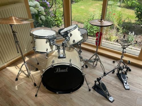 Pearl Forum drumset incl. double bass pedaal en bekkens, Muziek en Instrumenten, Drumstellen en Slagwerk, Gebruikt, Pearl, Ophalen