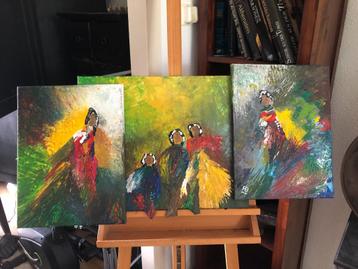 Uniek drieluik schilderij van HB (2015) beschikbaar voor biedingen