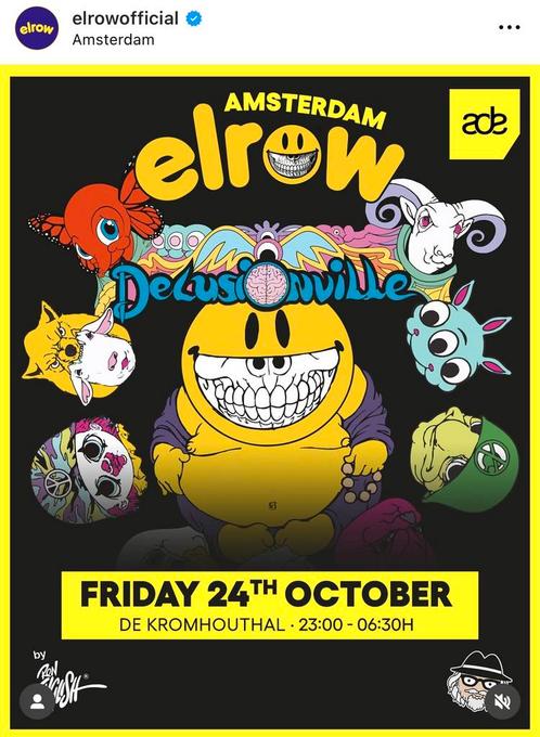 2 tickets 60.- elrow ade in amsterdam vrijdag 24 Oktober, Tickets en Kaartjes, Evenementen en Festivals, Twee personen