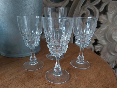 Set van 4 retro vintage wijn glazen, kristal?, zgan, Antiek en Kunst, Antiek | Glas en Kristal, Ophalen of Verzenden