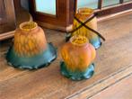 Vintage Art Deco Glazen clichy kapjes uit Frankrijk, Ophalen, Zo goed als nieuw, Glas, Minder dan 50 cm