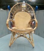 Grote rotan fauteuil stoel - vintage retro bamboe, Huis en Inrichting, Ophalen, Gebruikt, Onbekend, 75 tot 100 cm