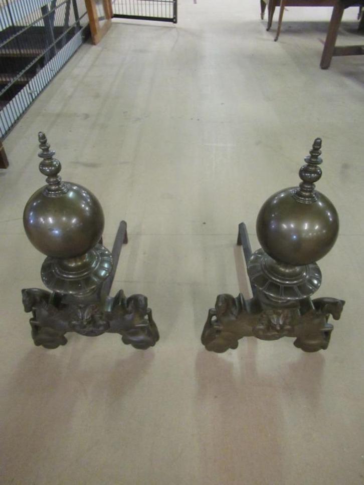 Oer 11021 ANTIEKE set van 2 bronzen sierstukken openhaard, Antiek en Kunst, Antiek | Overige Antiek, Ophalen