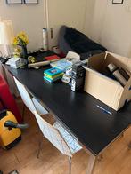 Eettafel - Zwart blad, metalen poten, Ophalen, Gebruikt, 100 tot 150 cm, 50 tot 100 cm