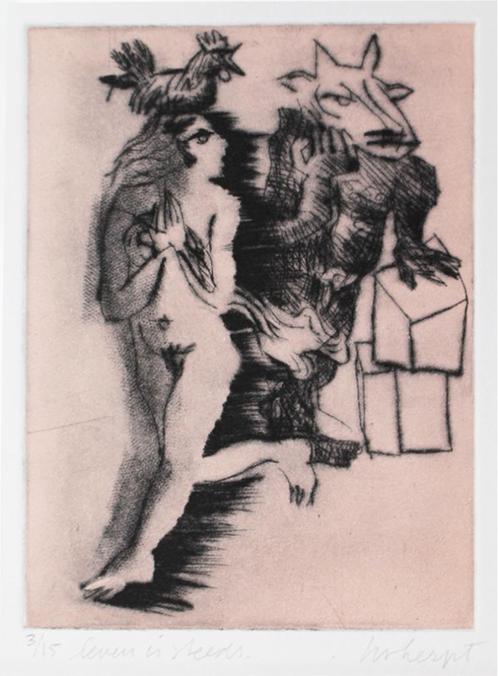 Hermien van Herpt - ets, Antiek en Kunst, Kunst | Etsen en Gravures, Ophalen