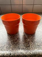2 oranje plastic bloempotjes - IKEA, Ophalen, Kunststof, Rond, Zo goed als nieuw