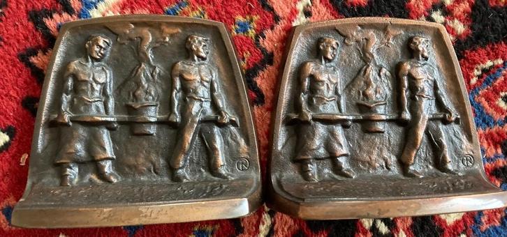 2 vintage gietijzeren boekensteunen Etna ijzergieterij, Antiek en Kunst, Antiek | Koper en Brons, Ophalen of Verzenden