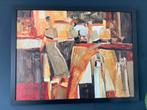 Schilderij Hallarryd rood oker geel bruin Yuri Tremler bar, Antiek en Kunst, Kunst | Schilderijen | Abstract, Ophalen of Verzenden