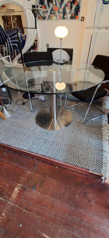 vintage glazen design tafel met chromen voet Nu €200,- beschikbaar voor biedingen