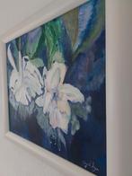 Schilderij witte lelies, Huis en Inrichting, Woonaccessoires | Schilderijen, Tekeningen en Foto's, Gebruikt, 50 tot 75 cm, Ophalen of Verzenden