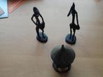 3 bronzen beelden, man, vrouw en hut, paillotte,, KOOPJE, Verzenden