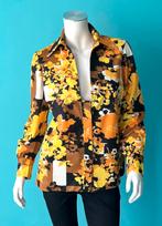 Vintage jaren 70 blouse geel/oranje/bruin maat 40, Verzenden, Gedragen, Maat 38/40 (M), Oranje