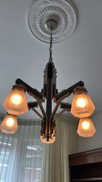 Art Deco / Amsterdamse School Hanglamp Jaren '20/'30, Huis en Inrichting, Lampen | Kroonluchters, Ophalen, Gebruikt, Glas