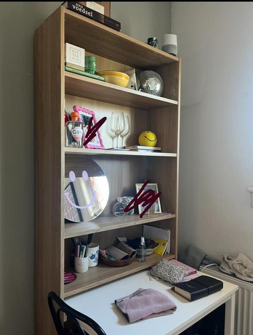 IKEA BILLY boekenkast met bureau - eiken/wit, Huis en Inrichting, Kasten | Boekenkasten, Zo goed als nieuw, 50 tot 100 cm, 200 cm of meer