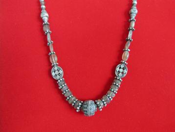 Halsketting  maansteen met zilver  46  cm beschikbaar voor biedingen