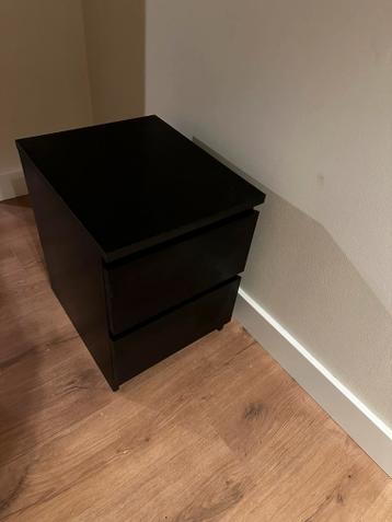 Ikea malm nachtkastje donkerbruin / zwart 2 lades - afbeelding 2