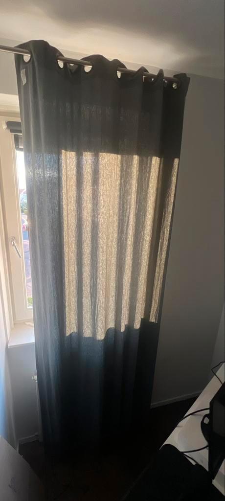 Grijze overgordijnen, Huis en Inrichting, Stoffering | Gordijnen en Lamellen, Gebruikt, 200 cm of meer, 100 tot 150 cm, Grijs