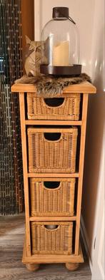 Zwaar teakhouten kast met manden, Ophalen, Zo goed als nieuw, 25 tot 50 cm, Minder dan 100 cm