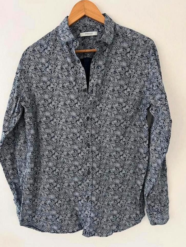 Premium overhemd met paisley print, Kleding | Heren, Overhemden, Zo goed als nieuw, Halswijdte 39/40 (M), Blauw, Ophalen of Verzenden