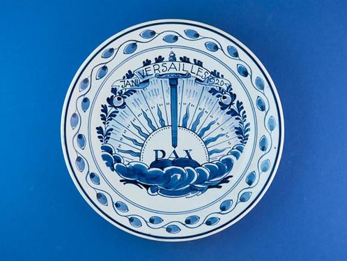 Porceleyne Fles 1920 De Vrede Getekend 18cm (4 Blauw WO-1, Antiek en Kunst, Antiek | Wandborden en Tegels, Verzenden