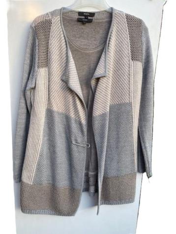 ZGAN Bonita vest en shirt in beige en grijs, maat L beschikbaar voor biedingen