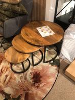 Starfurn Denver salontafel set rond hout met staal STUNT, Ophalen, 50 tot 100 cm, Rond, Nieuw
