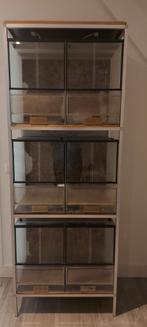 6 glazen terrariums op stelling, Dieren en Toebehoren, Ophalen, Gebruikt, Terrarium of Paludarium