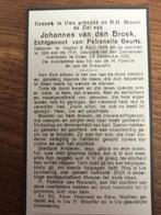 Veghel - Uden. Johannes van den Broek 1888-1951., Verzamelen, Bidprentjes en Rouwkaarten, Ophalen of Verzenden