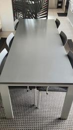 Leolux tafel inclusief 6 stoelen in goede gebruikte conditie, Ophalen, Zo goed als nieuw, Modern, 4 tot 6 stoelen