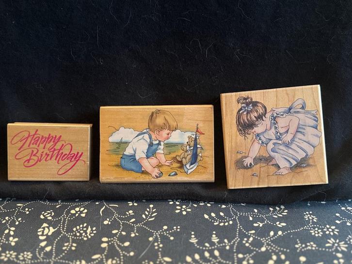 Vintage Inkt Stempels Set - Verjaardag, Kinderthema, Antiek en Kunst, Kunst | Schilderijen | Modern, Ophalen of Verzenden