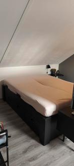 2 persoons bed, 160cmx210cm, hout, Ophalen, Zwart, Tweepersoons, Zo goed als nieuw